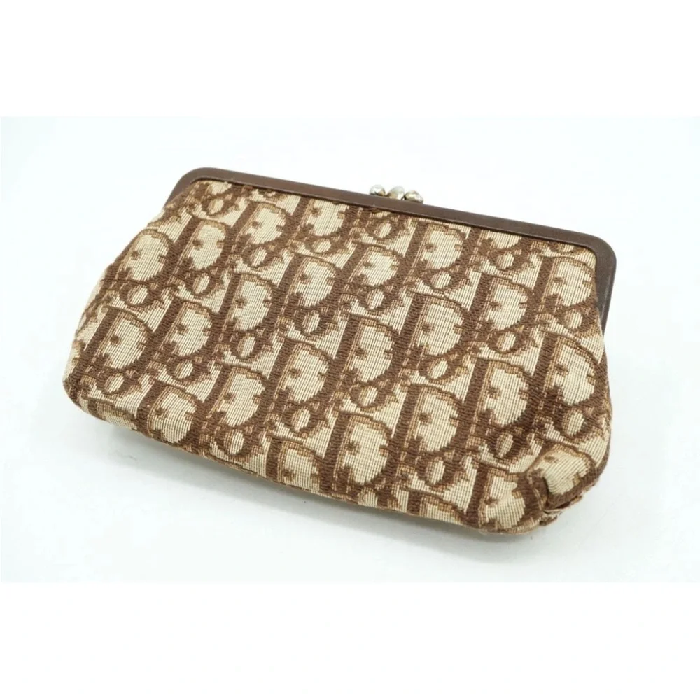Dior Beige and Brown Monogram Coin Purse